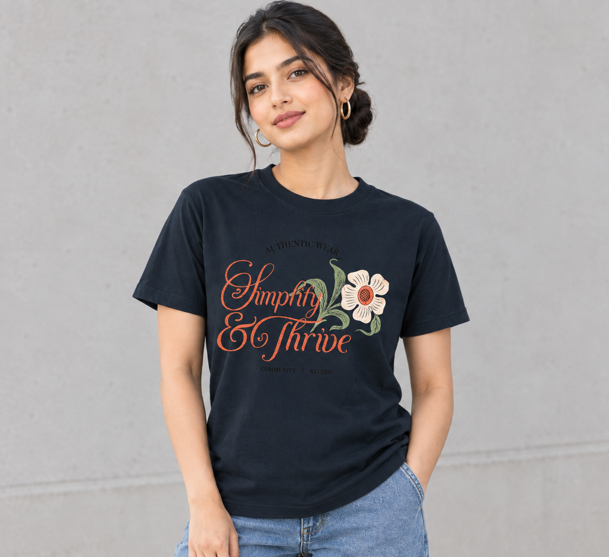 Simplify & Thrive | Premium Floral T-Shirt