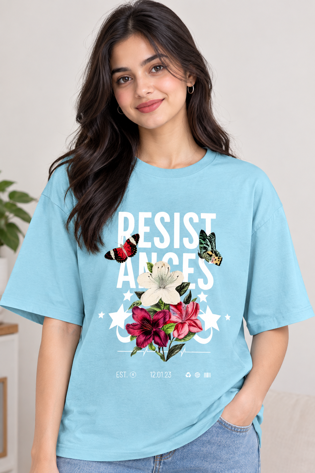 Resist the Hate | Floral Statement T-Shirt