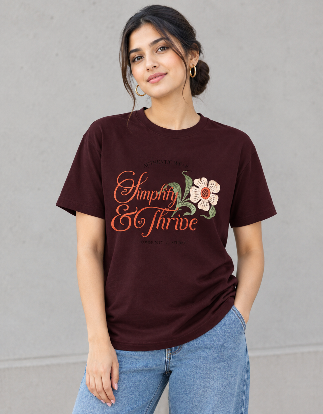 Simplify & Thrive | Premium Floral T-Shirt