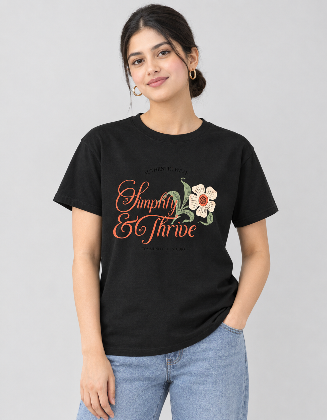 Simplify & Thrive | Premium Floral T-Shirt
